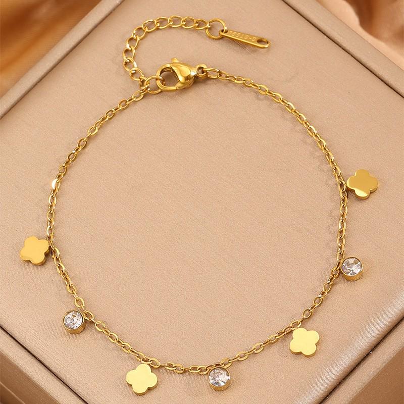 Korean Fashion Titanium Steel Diamond Inlaid Women's Luxury Bracelet