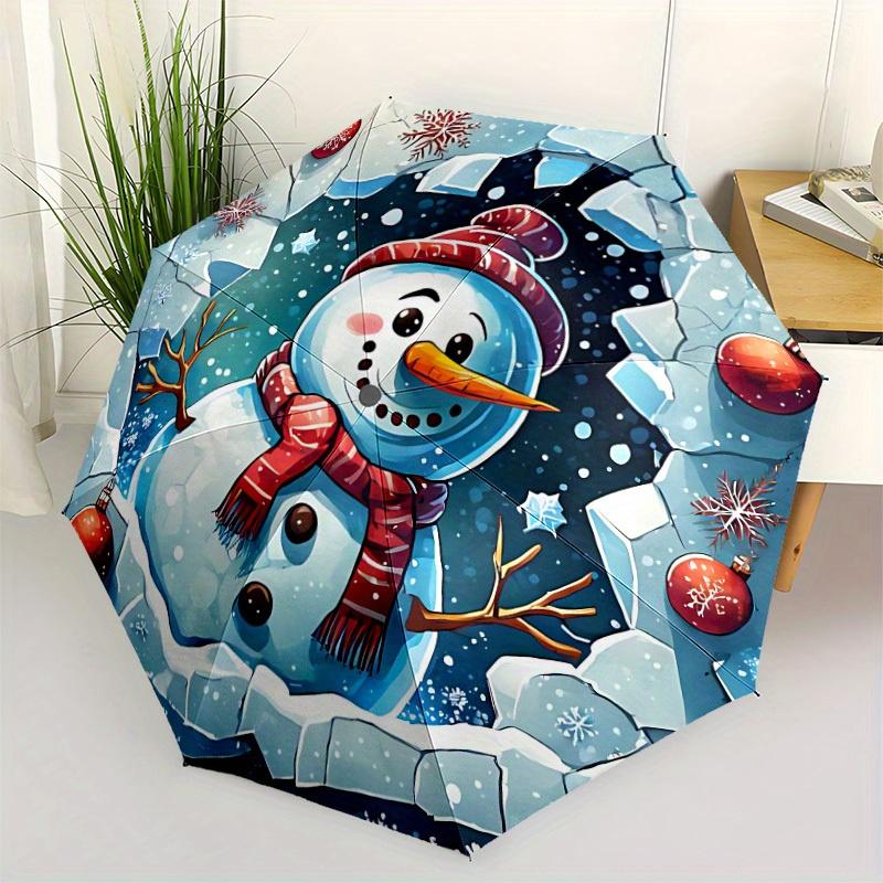 1pc Snowman Automatic Open/Close Umbrella, Portable Folding umbrella for Everyday Use yy250826012