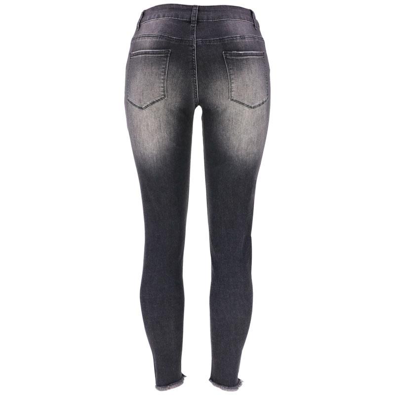2024 Summer Jeans High Elastic 9/4 Split Hole Women's Tight and Hip Lifting Fashion Denim