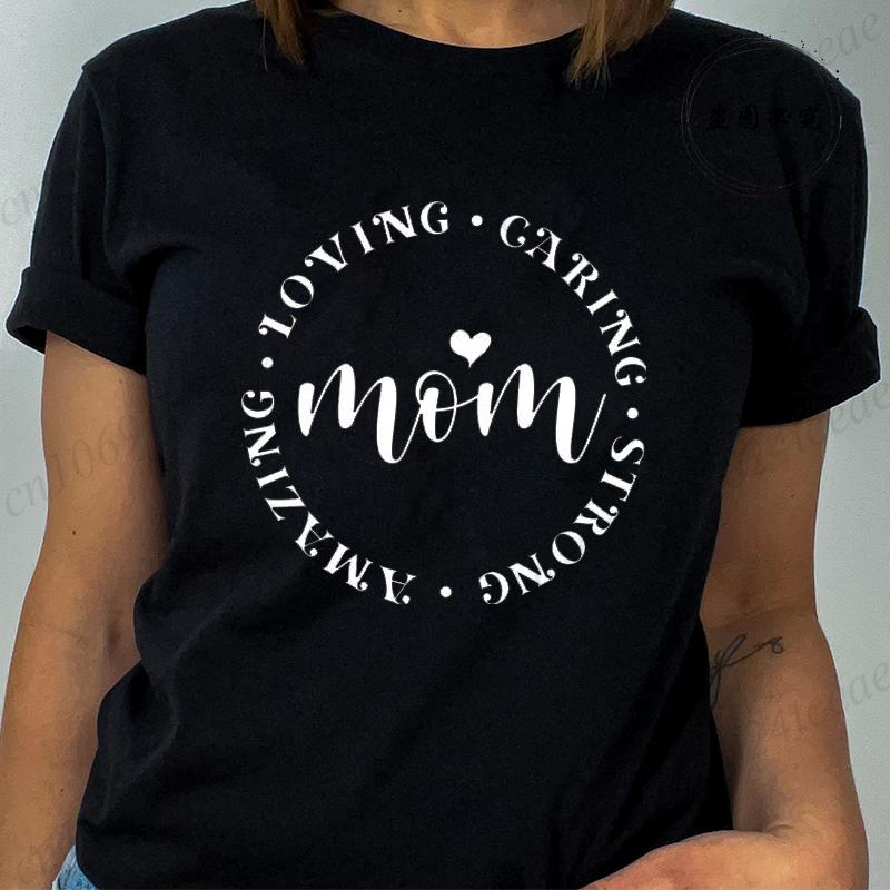 T Shirt for Women Mom Life Print Tshirt Short Sleeve Crew Neck Casual Top Mom Quotes Women Tshirt Blessed Mama Womens Clothing