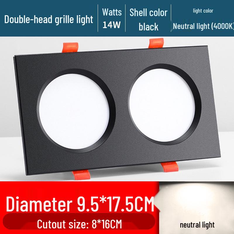 Ultra-Thin Dual/Single Head Recessed Square LED Spotlight for Commercial & Household Use