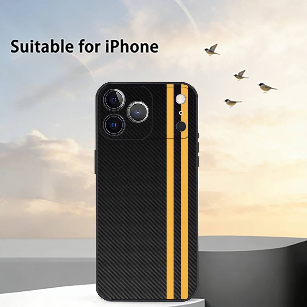 Car Carbon F-fibre Phone Case For iPhone 17, 16,15,14,13,12,11 Plus,Pro Max, Others Soft Black Cover