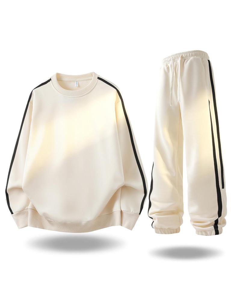 Men's Trendy Loose Fit Autumn Sweatshirt & Pants Two-Piece Set - Casual Long Sleeve Matching Outfit