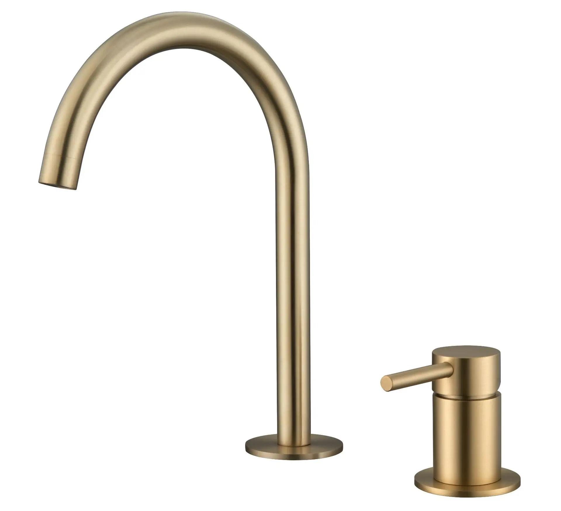 

304 Stainless Steel Widespread Bathroom Basin Faucet Hot and Cold Mixed Water Wash Basin Faucet Deck Mounted Nickel /Black