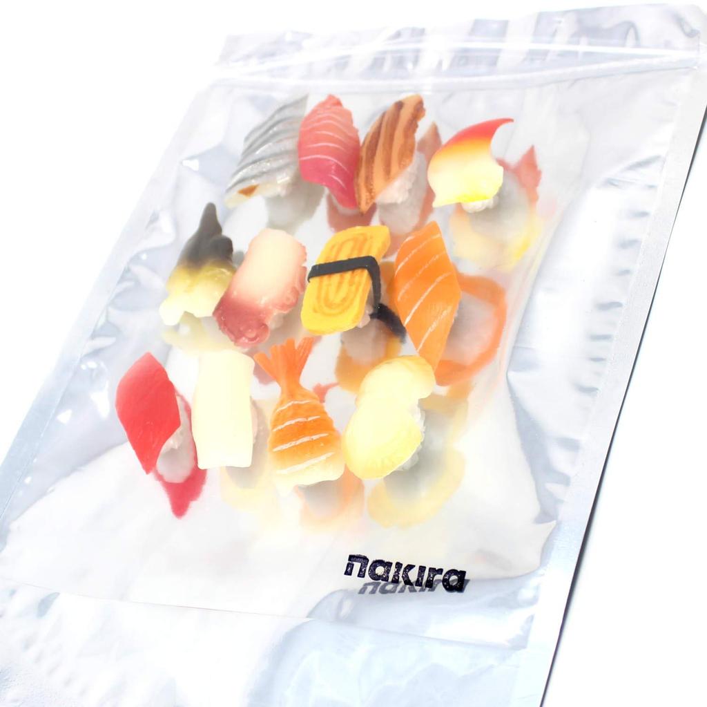 Nakira Food Sample Sushi Nigiri Set of 12 Sushi Including and Egg Life-Sized Pieces, Tuna, Squid, Octopus, (NKR968)