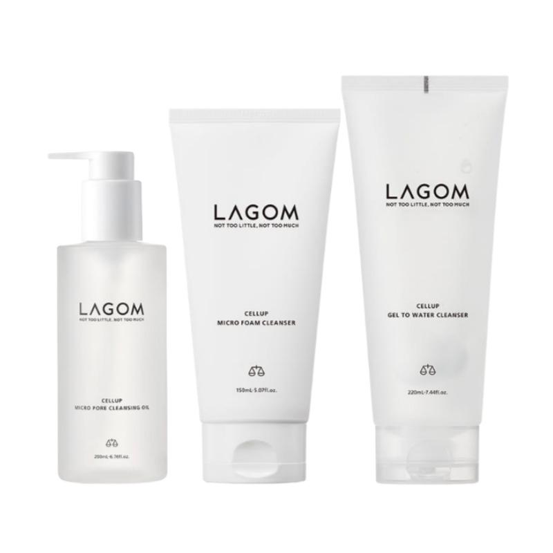 LAGOM Cleanser 3 Types Full Set (Micro Foam Cleanser 150ml + Gel to Water Cleanser 220ml + Cleansing Oil 200ml)
