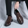 Large size men's leather shoes spring and autumn business casual British cowhide lace-up wedding dress men's shoes