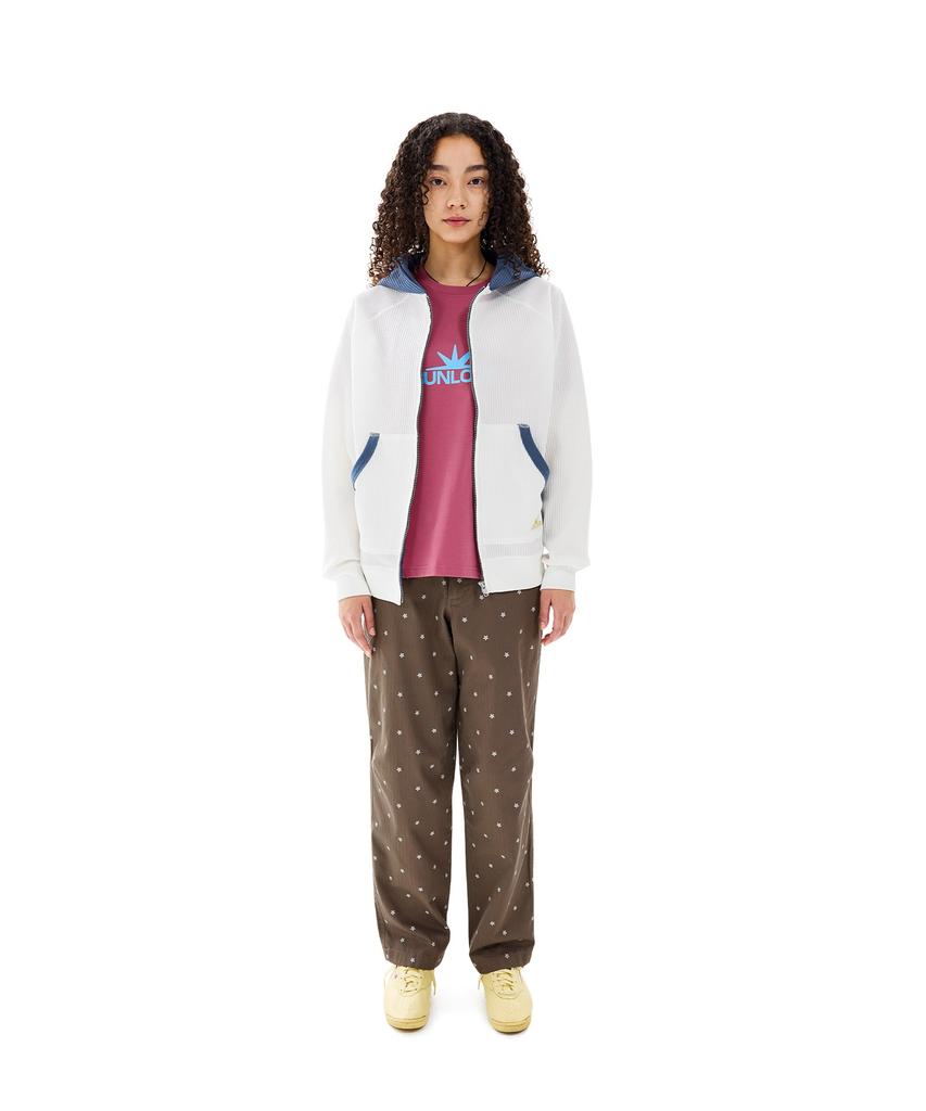 Sunlovetour Aero Waffle Zip Up Hoodie White