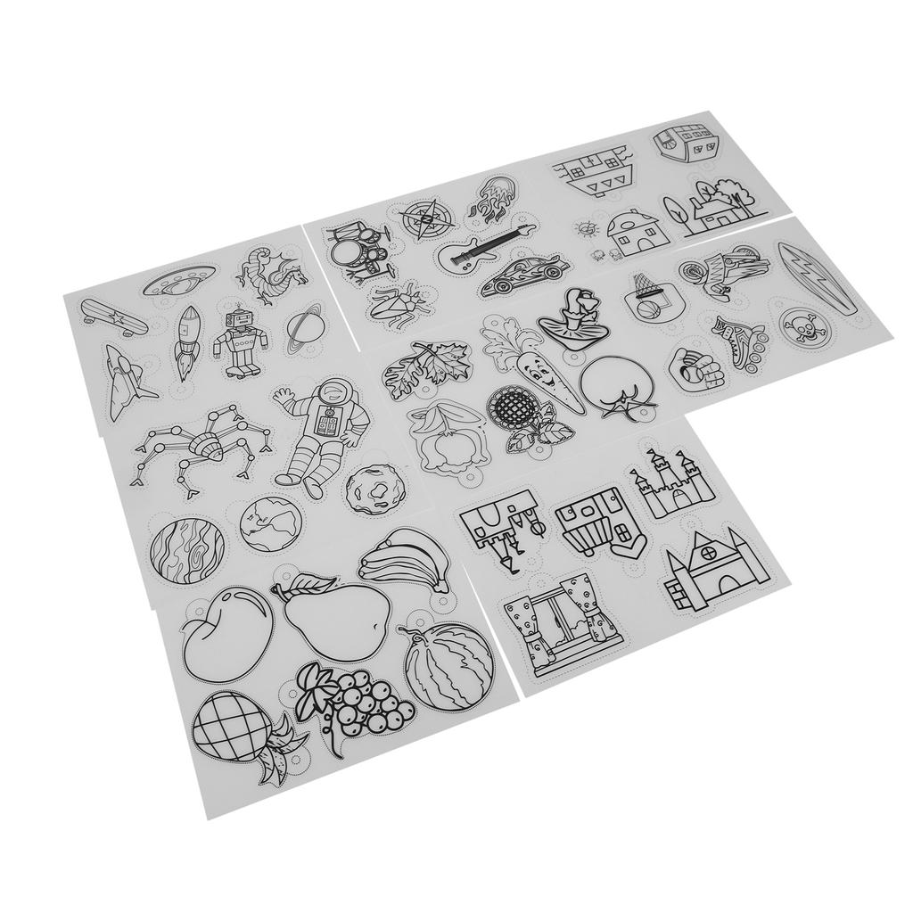 8Pcs Shrinky Dink Paper BOPS Wide Application Semitransparent Various Patterns Shrinky Dink Sheets for Keychain Tag