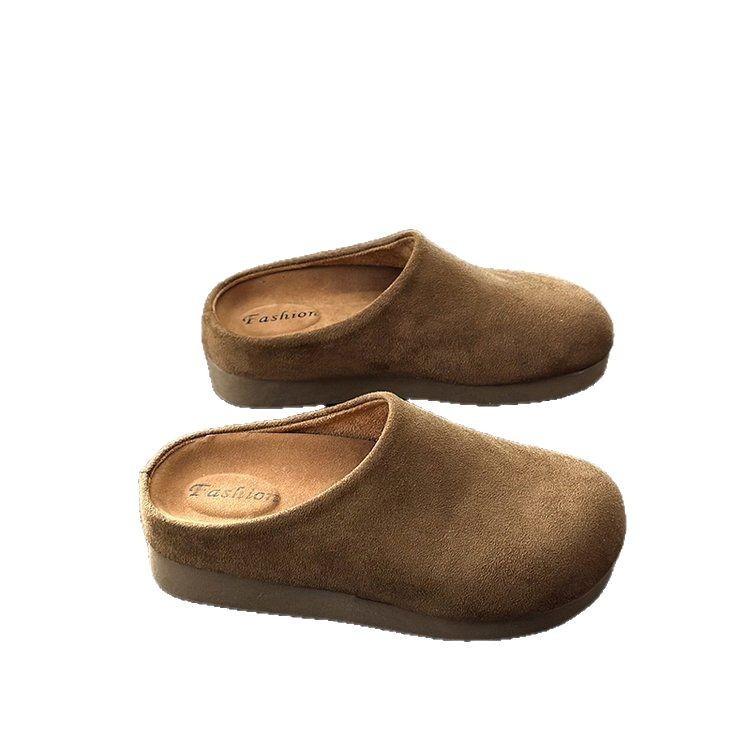 [Ushilai] French retro baotou one-pedal women's 2025 spring new soft-bottomed casual versatile half-slippers