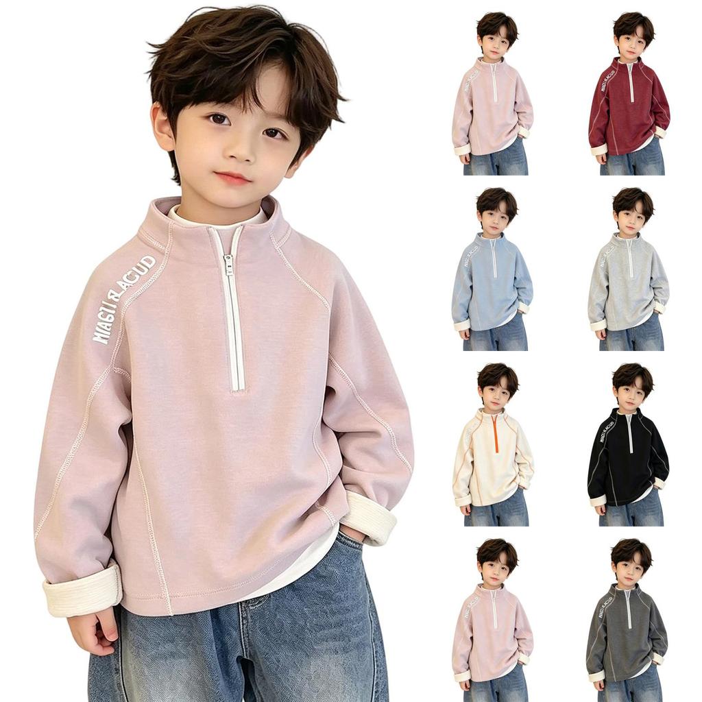 Boys and Girls Long Sleeve Hoodie Color Casual Pullover for Kids