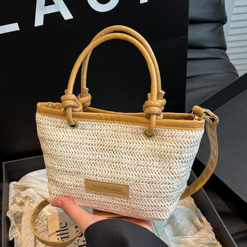 2025 Summer New Woven Tote Bag Women's Large-capacity Straw Holiday Beach Bag Shoulder Messenger Bag