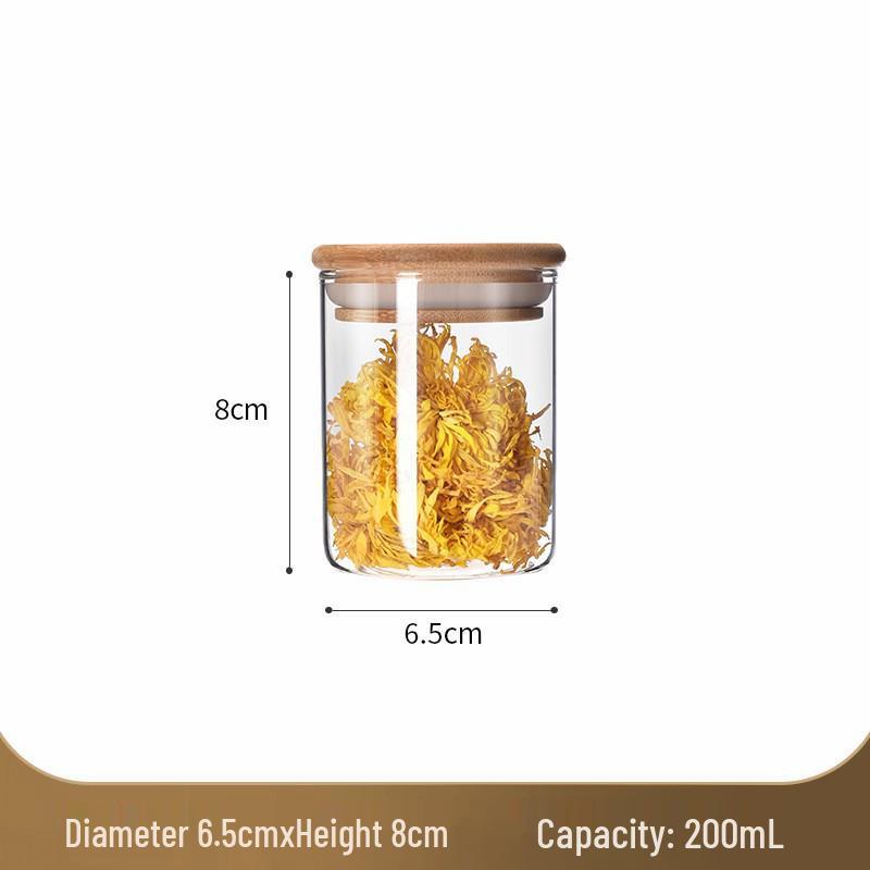 Transparent High Borosilicate Glass Jar with Bamboo Lid for Storage of Nuts, Snacks, or Tea