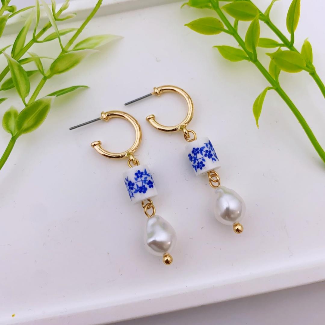 

Серьги-кисточки ручной работы в китайском стиле из керамики для женщин, повседневные серьги для женщин