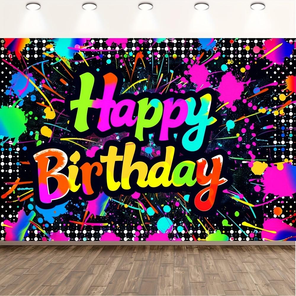 2D flat 1pc neon fountain graffiti style birthday polyester background very suitable for parties and anniversaries