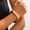 Salircon Simple Geometric Smooth Metal Cuff Bangles for Women Trending Punk Gold Color Spring Bracelets Party Banquet Jewelry