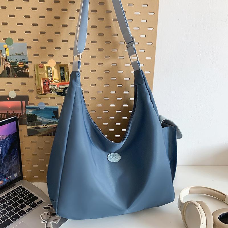 Canvas Bag Women's High End Versatile Niche Dumpling Bag Solid Color One Shoulder Crossbody Bag