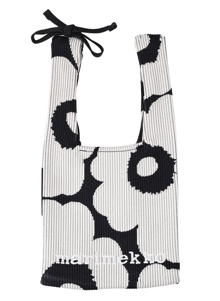 Tote KNITTED MINI Scandinavian Scandinavian design [Marimekko] bag, handbag, TOTE, Unikko, black, off-white, 94145, 094145, 911, goods, [Product]