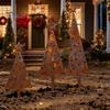 Portable Yard Decor 3 Pcs Christmas Tree Metal Ornament Set, Star-Topped Decorations, Rustproof Durable Garden Ornaments Lightweight Holiday for Home