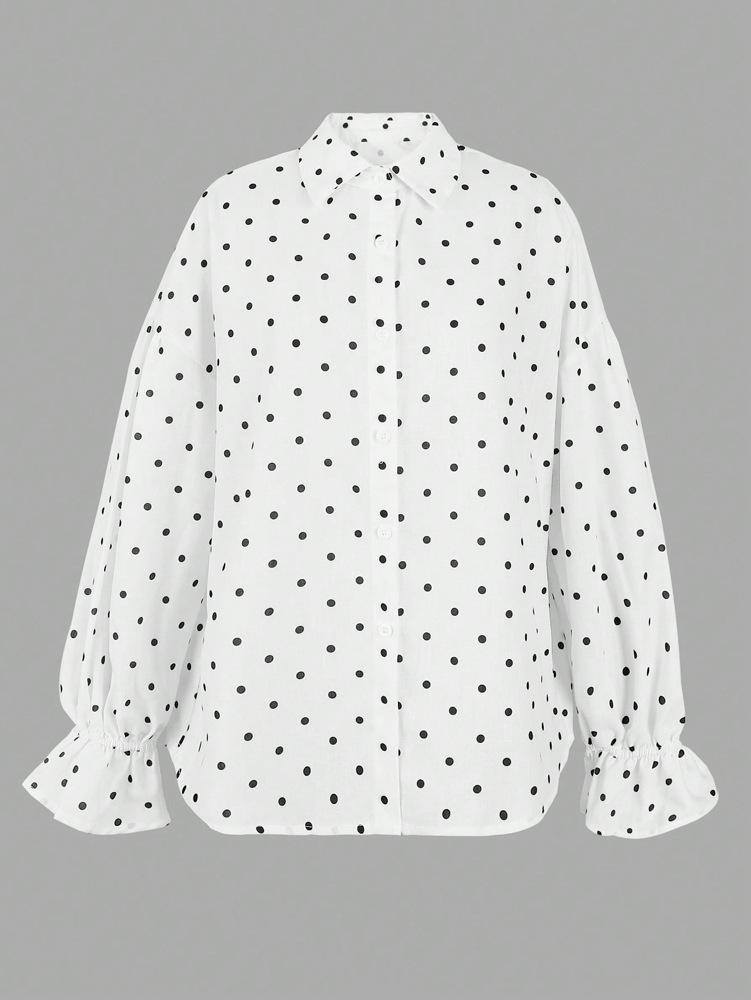 2026 Women's Polka Dot Button-Up Loose Shirt - Spring/Autumn Collection