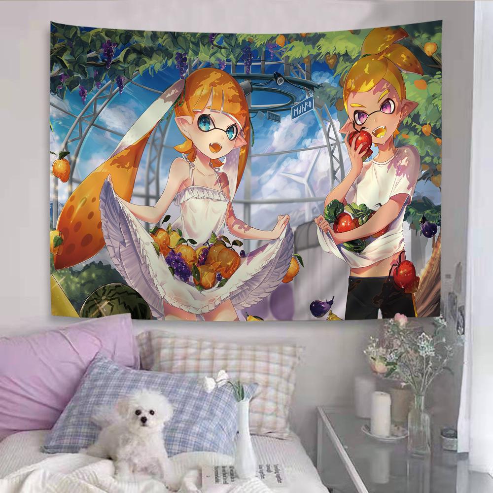 Splatoon Game Tapestry Floor Mat NonSlip Laundry Room Mat Laundry Decor Balcony Child Living Room Household Carpets