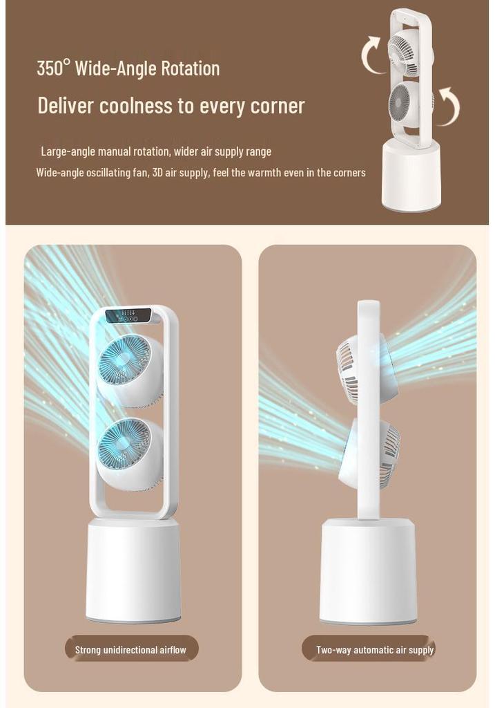 Ventilatore Circolatore da Pavimento e da Scrivania a Doppio Uso - Versione Standard, Doppio Strato, Bidirezionale per Casa e Ufficio.