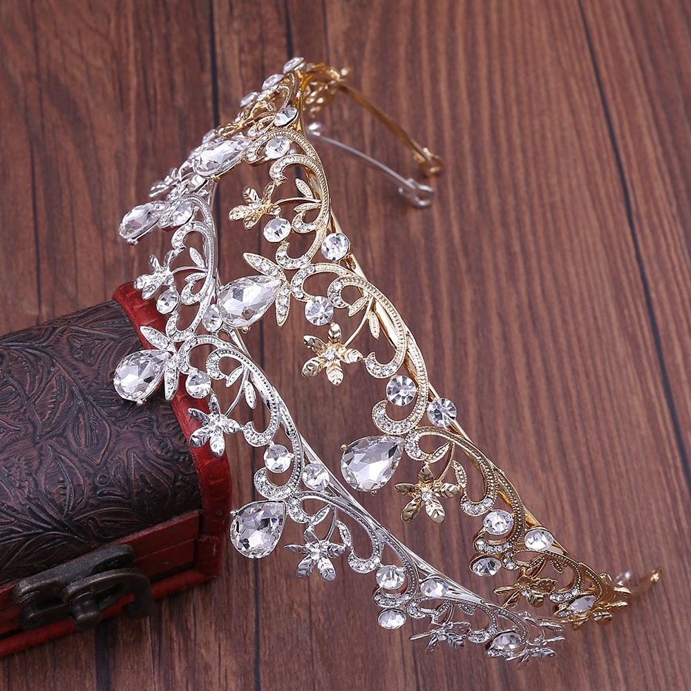 Gold Color Crystal Rhinestone Crown and Tiara Wedding Hair Jewelry Accessories for Women Bridal Tiaras Headpiece Girls Headbands