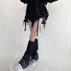 Women Japanese Punk Buckle Strap Leg Warmers Harajuku Aesthetic Streetwear Baggy Loose Denims Leg Sleeve Foot Covers