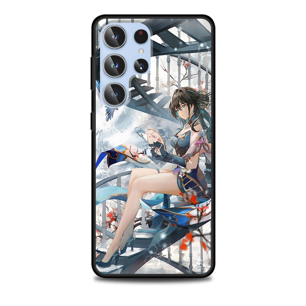 Ruan Mei Honkai Star Rail Case for Samsung Galaxy S23 S21 S20 FE S24 S22 Ultra S10 S10e S9 Plus Soft Black TPU Phone Cover