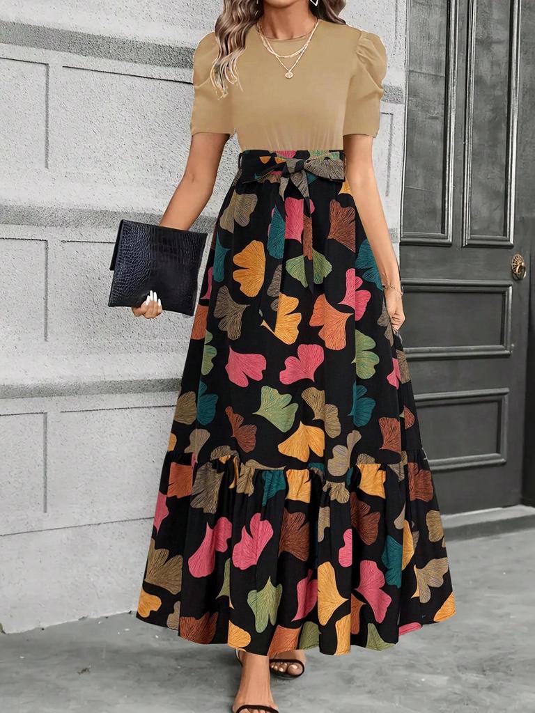 2026 European & American Short-Sleeved Round Neck Printed Dresses: Summer Women's Fashion.