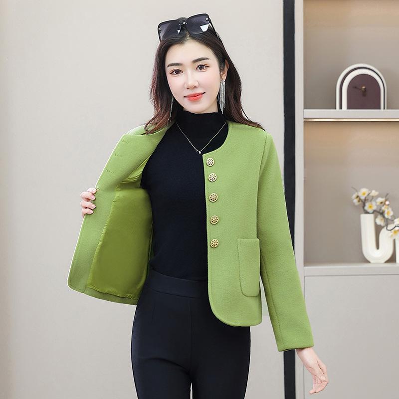 

Spring/Autumn 2026 Round Neck Loose Jacket for Middle-Aged and Elderly Women M зелений
