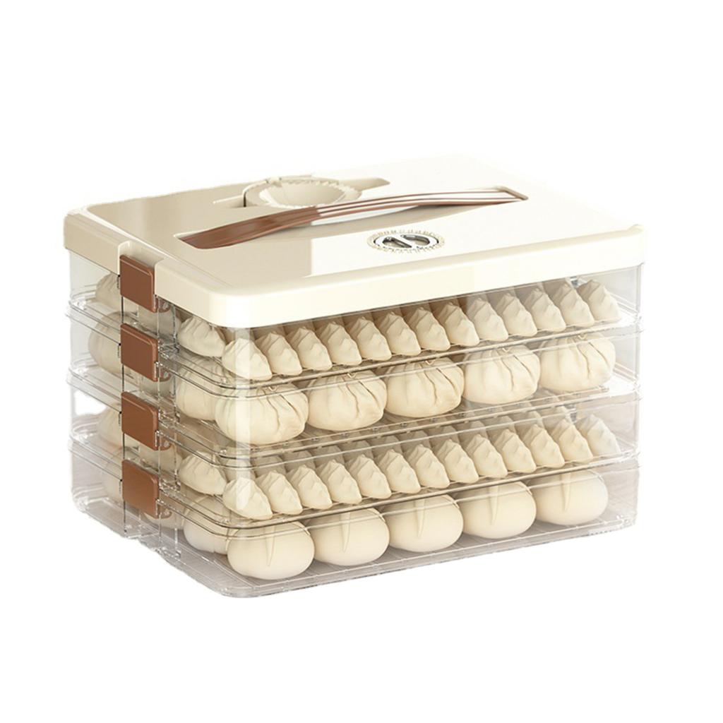 Dumpling Storage Box Large Capacity Multi Layer Transparent Plastic Airtight Food Container Kitchen Supplies 4 Layers