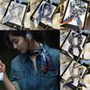 Double Sides Silk Scarf Flower Pattern Head Handkerchief Trendy Bandana  Gift