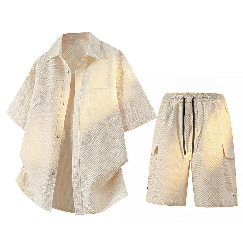 Summer Men s Clothing Set, Men s Summer Loose Short Casual Sports Set, Men s Two-piece Set M абрикосовый