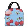 Cartoon Cherry Pattern Insulated Lunch Bag for Women Kids Portable Food Boxes Thermal Lunch Box Tote