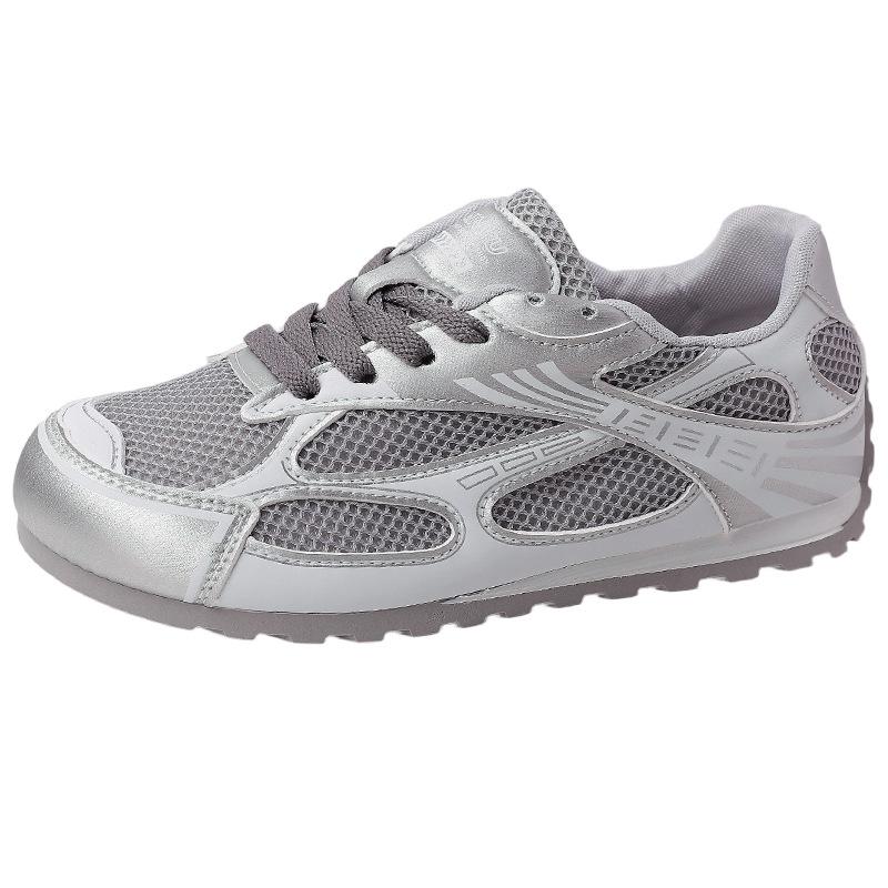 Fashion splicing casual lace-up sneakers summer retro lace-up soft-sided breathable mesh thick-soled women's German training shoes