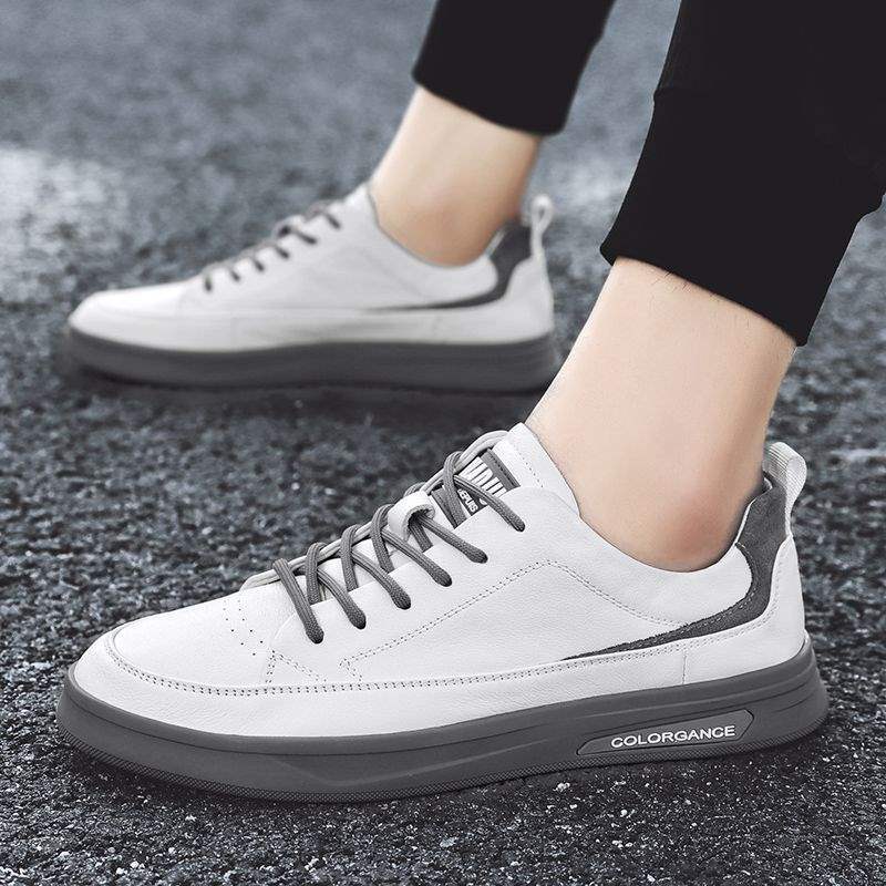 Shoes Men's 2025 Autumn New Men's Leather Surface Waterproof Little White Board Shoes Casual Sports White Shoes Work Leather Shoes