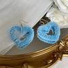 Hollow Heart Pendant Earring Sweet Cool Plush Heart Charm Earrings Temperament Small Hoop Earrings Fashion Jewelry