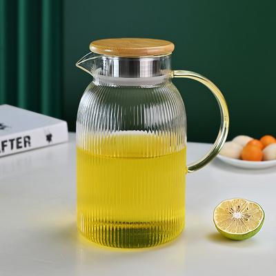 Creative Glass Vertical Pattern Cold Water Kettle Set To Heat The Living Room Coffee Table Juice Drink Kettle Large Capacity Glass Kettle