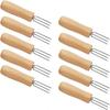 Corn Holders Stainless Steel with Wood Handle, Corn On The Cob Holders Fruit Forks for Home Cooking and BBQ, Cooking, Picnics, Parties and Camping,