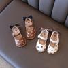 Girls Half Sandals 2024 Spring Summer Shoes Toddlers Little Children Shoes Cut-outs Dots with Bowtie Bow-knot On The Back Sweet