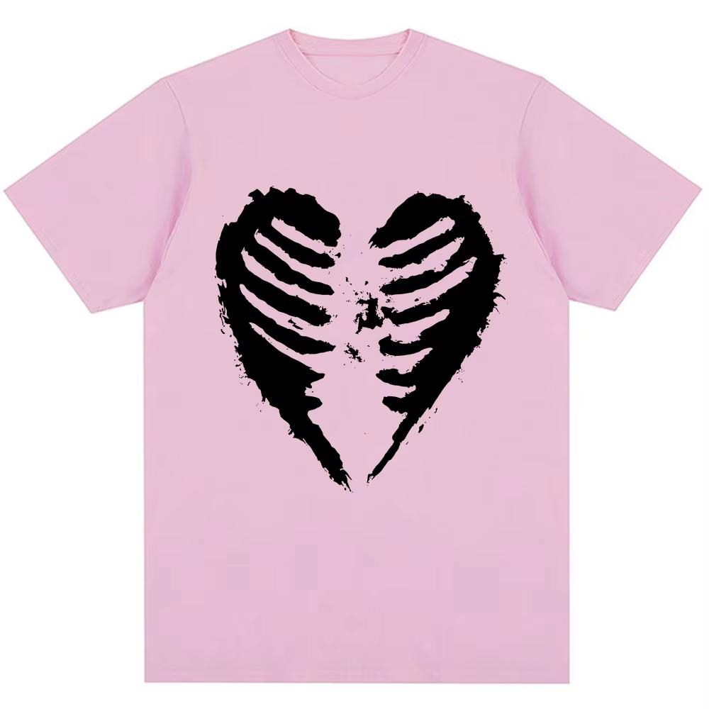 90s Vintage Style Ribcage Heart T-shirts Unisex Fashion Aesthetic Punk Y2k T-shirt Oversized Cotton Oversized T-shirts  Lightweight Breathable Clothes