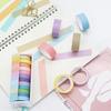 6/12 sztuk/pudełko Tęczowy makaronik Jednolity kolor maskujący Washi taśma klejąca papierowa drukowanie samoprzylepne DIY Scrapbooking Deco taśma Washi