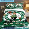 Benutzerdefinierter Name 3-teiliges Boston Basketball Bettwäsche-Set, Inklusive Bettbezug und 2 Kissenbezügen. Perfekt für Schlafzimmer, Wohnheim, Weihnachtsgeschenk für Fans
