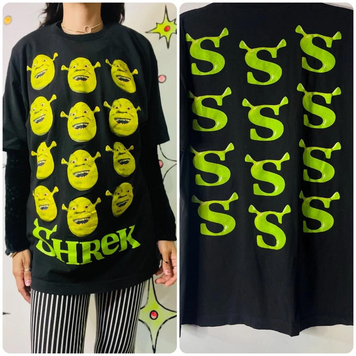 

Y2K Shrek Official DreamWorks Black Graphic T-Shirt | Memecore Grunge Tee | XL S