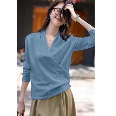 Mocana Damen Eleganter V-Ausschnitt Langarm Strickpullover