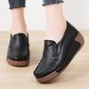 Spring and Summer Women Loafers Genuine Leather Moccasins Autumn Slip-on Casual Round Toe Wedge Platform Rocking Shoes