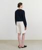 Step Around Front Tuck Bermuda Cotton Pants_Cream