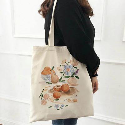 Lehrerbedarf Einkaufstasche Kawaii Tasche Harajuku Cartoon Fruchtdruck Einkaufstasche Canvas Mädchen Tote One Shoulder Damen Geschenktasche