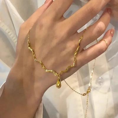 New In Vintage Glossy Water Droplet Necklaces Light Luxury Laziness Irregular Tassel Collar Chain Fine Jewelry